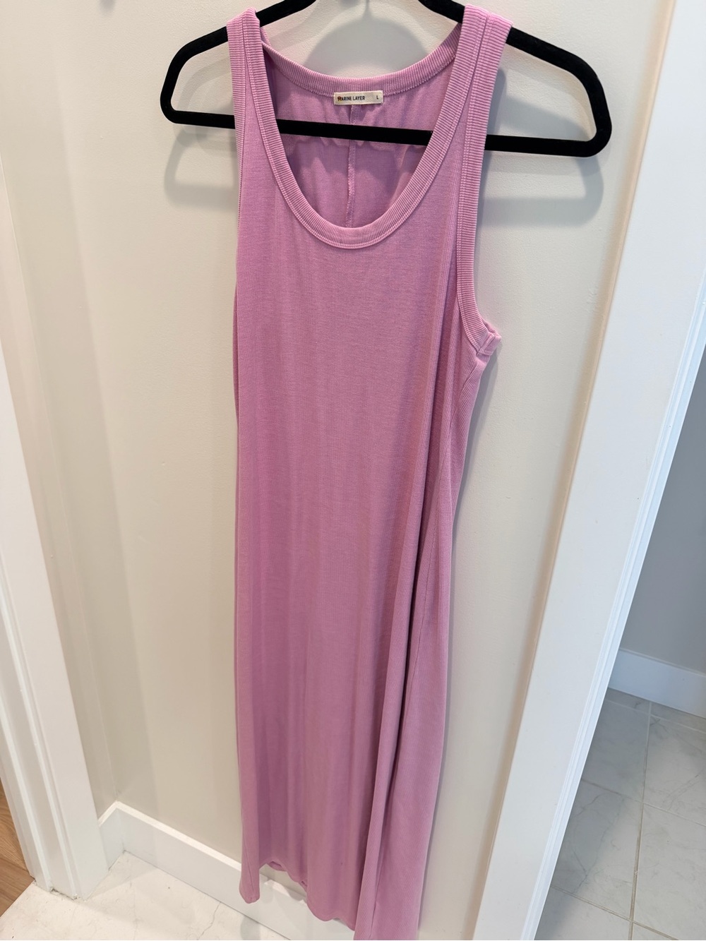 Marine layer Pink Lilac Ribbed Tank Maxi Dress